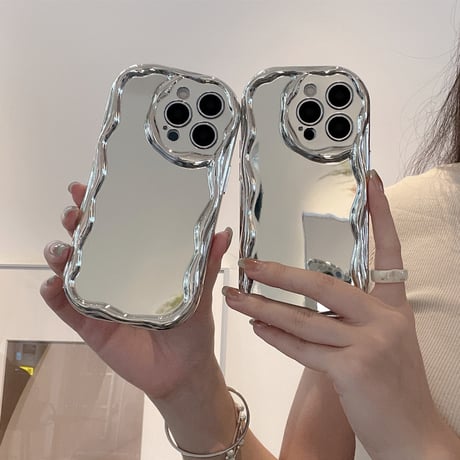 シンプル鏡付 iPhone15pro/15promaxケース 花デザインカメラ ソフトアイフォン14プロ/13promax/12カバー 使いやすい [M4308]
