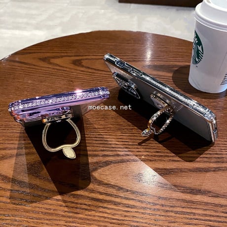 ジュエリーアップルリング iphone14/14Promaxケース  レンズフイルム付 iphone13/12/11カバー  おしゃれキラキラ ギフトにおすすめ  [M2544]