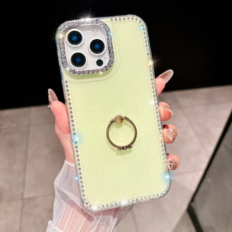 リング付 iPhone16pro/16ケース ダイヤデコ iPhone15promax/14/13カバー キラキラ おしゃれ 可愛い [M5430]