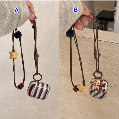 ショルダーストラップ付 Airpods4/3ケース  めっちゃ可愛い Airpodspro2/proカバー ヒョウ柄 秋冬ファッション[M4718]