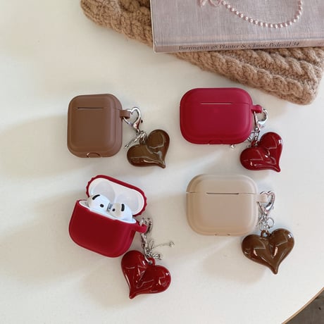 シリコン Airpods 4ケース ハートキーホルダー Airpods3/Pro2ケース airpodsproカバー  充電口カバー付 頑丈 [M4993]