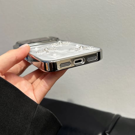 ミラー iPhone17Pro/17ケース ジュエリーリボン 真珠 iPhone15Pro/16/14ケース おしゃれ 丈夫[M6446]