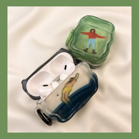 Airpods４ケース 大人可愛い 横になる人 Airpods3/pro2カバー リング付き プレゼントにおすすめ 男女兼用[M4765]
