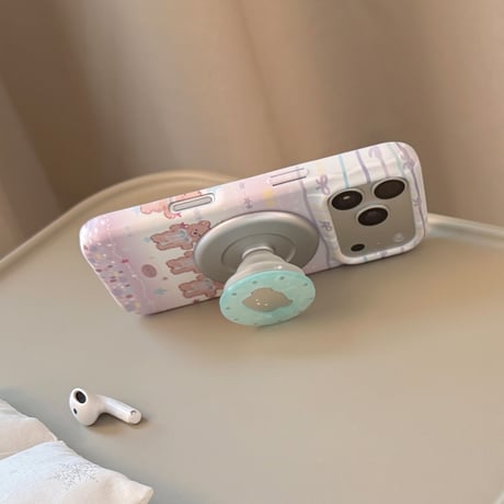 熊さんミラーグリップ iPhone17Pro/17ケース MagSafe対応 iPhone16Pro/15/14ケース グラデーションカラー 丈夫 [M6444]