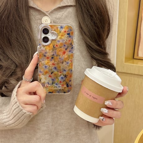 花柄 iPhone16/16Proカバー 秋冬ファッション iPhone15/14/13proケース おしゃれ かわいい 丈夫[M4849]