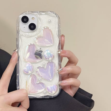 ハート iPhone16/15pro/14/13proケース レーザー光る iPhone12pro/11カバー シンプル 透明ケース キラキラおしゃれ[M3380]