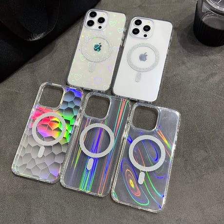 オーロラカラー光る iPhone15pro/15promaxケース MagSafe対応黄ばまない 高透明iphone14pro/13promaxカバー 丈夫 [M4155]