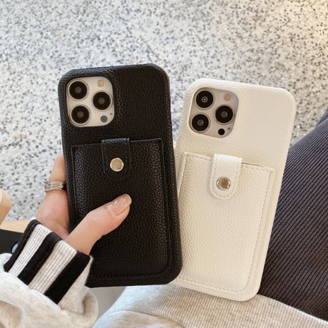 カードポケット付 アイフォン14/14promaxケース ICカード3枚収納 iPhone13mini/12/11proカバー レザー シンプル 高級感 実用 [M2460]