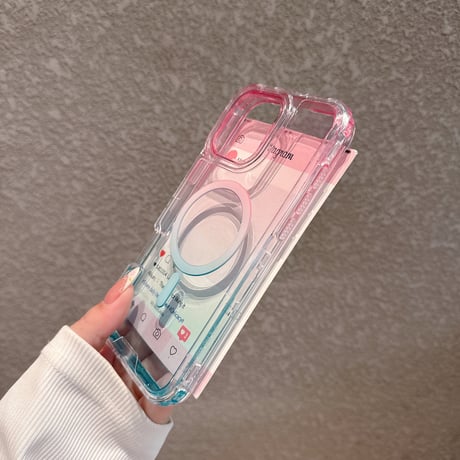 耐衝撃 iPhone16pro/16promaxケース グラデーションカラー iPhone15pro/14/13pro/12カバー 2層構造 涼しい感じ MagSafe対応[M5303]