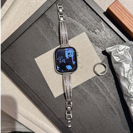 上品 AppleWatchバンド キラキラダイヤ  AppleWatchベルト Series 11/10/9/8 SE3/2  Ultra3/2/1 メタルリック 高級感たっぷり[M6475]