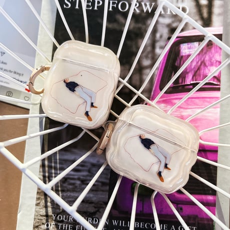 Airpods４ケース 横になる人 可愛い Airpods3/pro2カバー リング付き プレゼントにおすすめ 男女兼用[M4847]