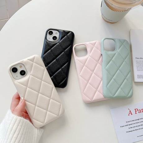 セレブ愛用 革製 iphone14pro/14plusケース 菱形 アイフォン13/12/11カバー 高級感  ファッション おしゃれ ガールズに人気[M2351]
