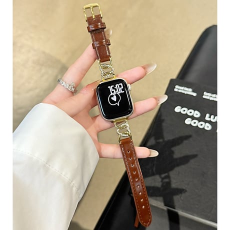 レザー Applewatchベルト ジュエリーハート アップルウォッチバンド 高品質 Ultra3/2/1 Series 10/9/8 SE3/2/1 おしゃれ[M5657]