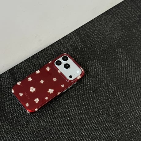ワインレッド iPhone17Pro/17ケース 花柄 光沢感 iPhone17ProMax/16Pro/15カバー 可愛すぎ 丈夫 [M6033]