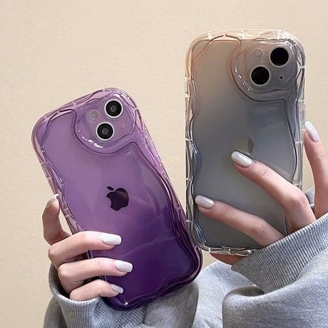 高級感透明  iphone14pro/14plusケース パープル/グレー アイフォン13/12/11カバー  お揃い  個性 耐衝撃 プレゼントにおすすめ[M2494]
