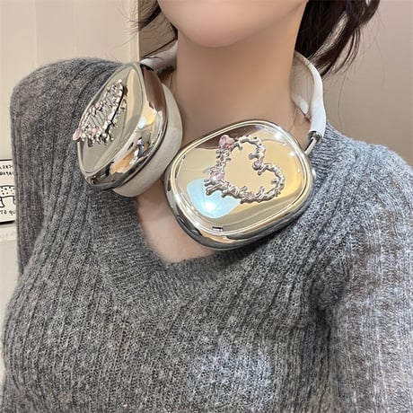 ミラー付 AirPodsMaxケース 艶感メッキ エアーポッズ マックス専用カバー おしゃれ 可愛い 今流行る[M5138]