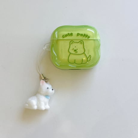犬ちゃん Airpods4ケース うねうね AirpodsPro2ケース airpods3/2カバー  かわいい キーチェーン付 淡色系 [M5345]