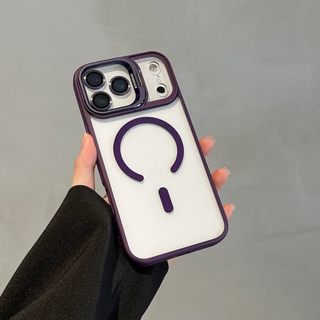 隠れ金属スタンド付 iPhone17ProMax/17ケース レンズフィルム付き iPhone17Pro/Air/16ケース MagSafe対応 高品質高級感 [M5973]
