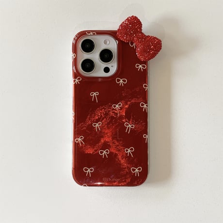リボン iPhone16/16Proケース ダイヤリボン ラメ入り iPhone15Pro/14/13Proカバー キラキラ めっちゃ可愛い 高級感 [M4690]