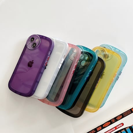 シンプル透明 iphone14/13ケース  耐衝撃枠 iphone12/11カバー   高級感 可愛い円形カメラレンズ枠 [M1933]