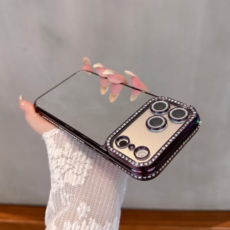 ジュエリーミラー iPhone17Pro/17ケース メタリックカラー iPhone16/15ProMax/14ケース ラグジュアリー感 キラキラライン 大人気 レンズ保護[M6234]