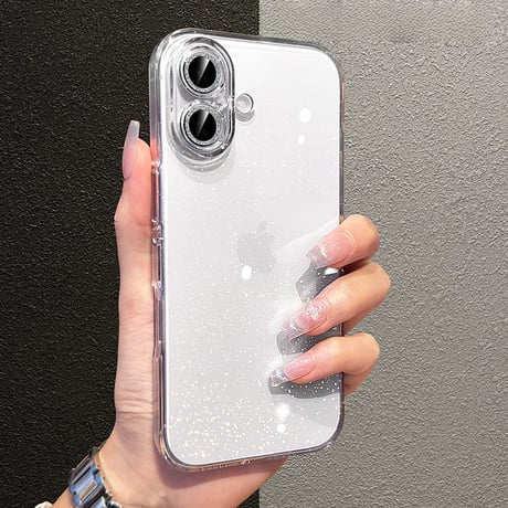 iPhone17Pro/17ProMaxケース キラキラレンズカバー iPhone17/16/15ケース クリア 背面ラメ入り  定番アイテム[M6014]