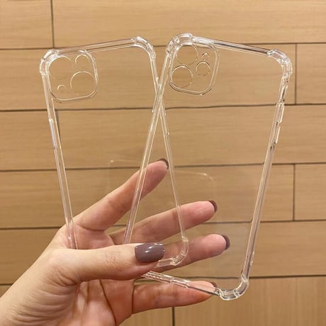 四角耐衝撃加工透明 iphone14/13promaxケース シンプル iphone12mini/11proカバー  ソフト 高透明感 使いやすい[M2141]
