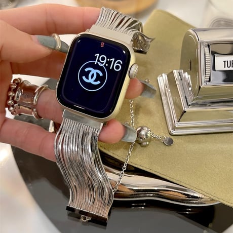 フリンジ AppleWatch10/9 バンド 高級感金属 Ultra series8 7 6 5 4  3 2 SE SE2 アップルウォッチベルト 大人ファッション おしゃれ[M5329]