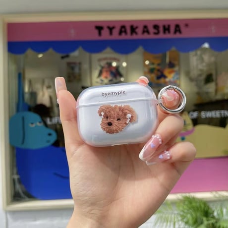 【Airpods 4】プードル 犬柄  airpodsproケース かわいい airpodsカバー   リング付 艶あり 人気品 M737