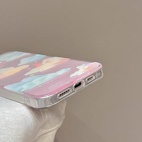 曇り空 iphone15/15proケース  キラキラ光る  iphone13/14pro/12カバー  可愛い きれい 夏に人気[M4458]