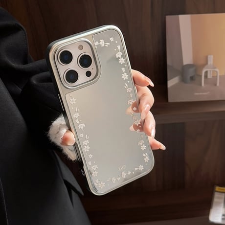 ユリの花 ミラーiPhone16/16proカバー エレガント アイフォン15pro/14/13proケース 大人可愛い 女子力UP 春夏におすすめ[M5139]