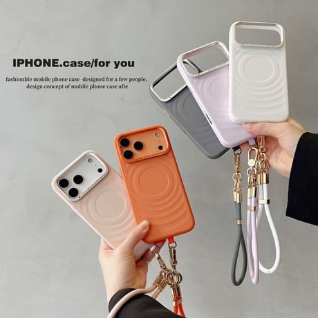 ストラップ付 iPhone17ProMax/17Proケース ジュエリーデコ iPhone17/16promaxカバー 落下防止 耐衝撃高品質 [M5793]