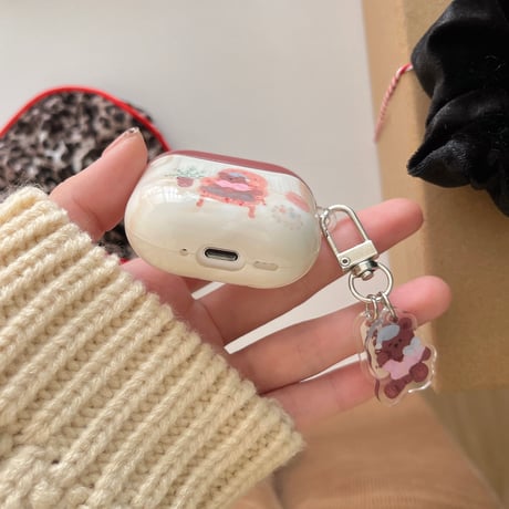 Bear Airpods 4ケース 熊キーホルダー Airpods3/2カバー Airpodspro2/pro リング めっちゃ可愛い[M5016]