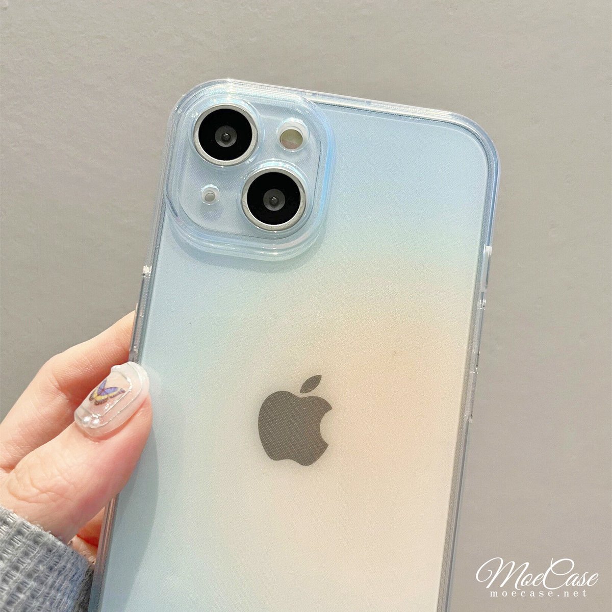 水色 iPhone14/15promaxケース 高級感 Lucky Day シンプル風 アイフ