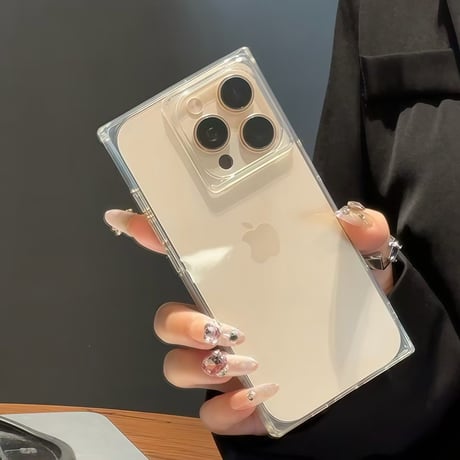 スクエア iPhone16/16proケース 高透明 iPhone15promax/14/13カバー 艶感 シンプル 四角 [M5353]
