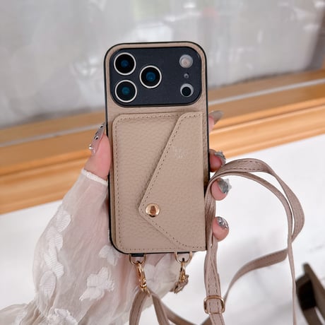 カード収納 iPhone17Pro/17ケース ショルダーストラップ付 iPhone17ProMax/Airカバー レザー 頑丈 [M5620]