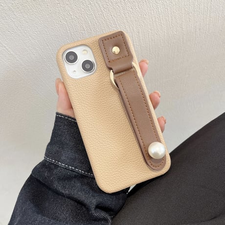 真珠ベルト  iphone14pro/14promaxケース  レザー製 アイフォン13/12/11カバー オシャレ 実用 ファッション[M2410]