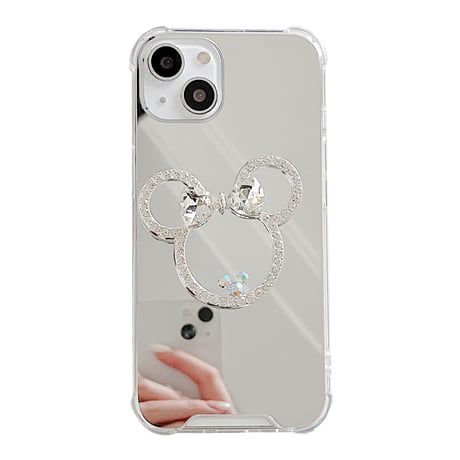 鏡グリップ iPhone15/15proケース かわいいミラー iPhoneSE2/14/13Proカバー 女子に大人気 ギフトにおすすめ 多機能 [M4016]