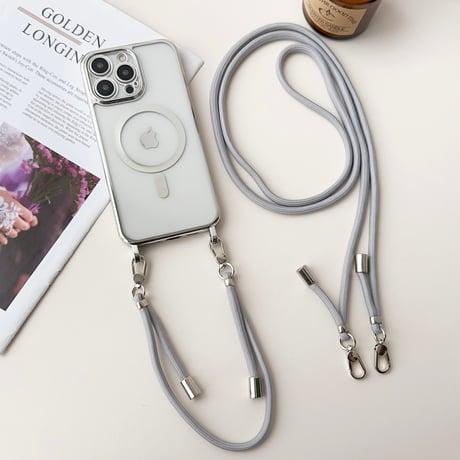 2点ストラップ付 iPhone15/15promaxケース Magsafe メッキクリアiPhone14pro/13/12promaxカバー コスパ最強[M4206]