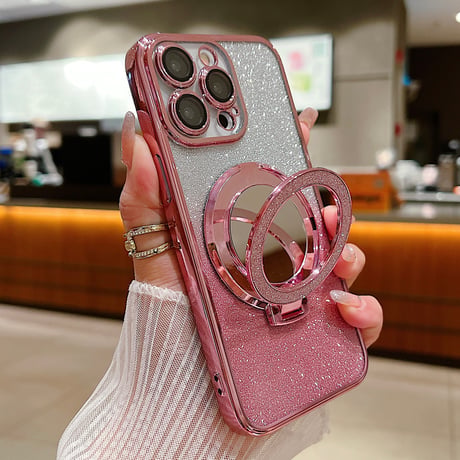 鏡付Magsafeリング iPhone15pro/15promaxケース コスパ最強 スタンド iPhone14pro/13/12カバー お買い得  [M4168]