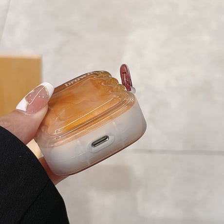 暈し染め 茶色 iphone14pro/13promaxケース 高級感 お揃い AirpodsPro2カバー 高品質  綺麗 黄ばまない 可愛い[M2658]