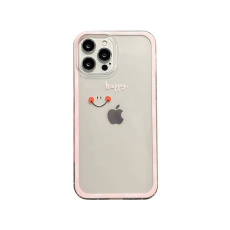 Luck/Happy  iphone13mini/12proケース  カップルお揃い アイフォンSE3/11proカバー ペアコーデ シンプル 透明系カバー[M1900]