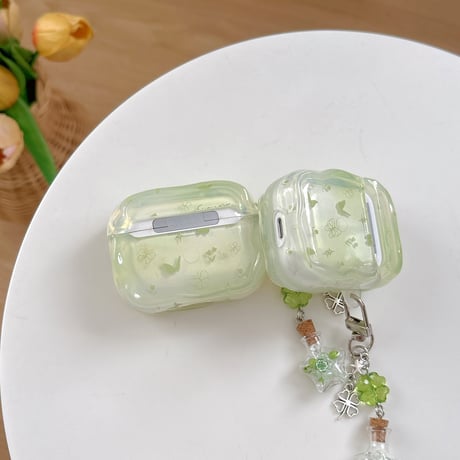 蝶柄 Airpods4ケース 可愛い花キーチェーン パステルカラー AirpodsPro2ケース airpods3/2カバー 女子力高い[M5370]