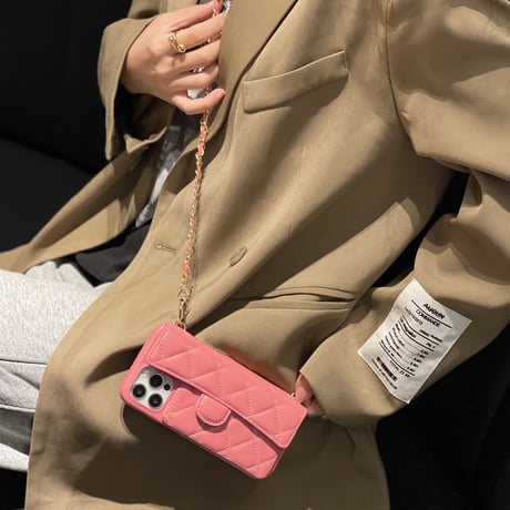 カード収納 iphone11/12proケース  セレブ愛用 ファッションアイフォンSE2/XSカバー  首掛けチェーン付  耐衝撃頑丈 高質 M690