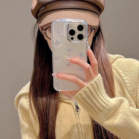立体蝶々 iphone16/16proカバー  高透明 iphone15/14pro/13/12/11カバー 女子力アップ シック[M4942]