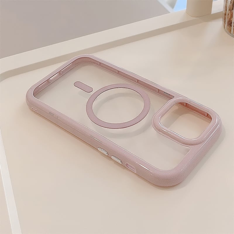 MagSafe対応 iPhone15/15Proケース ピンク パープル 淡色系