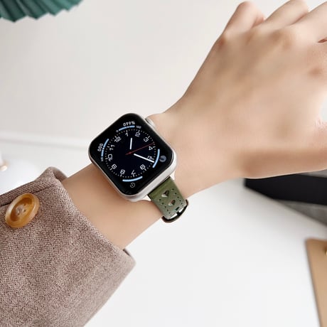 本革 Apple watchベルト 透かし彫り ハート アップルウォッチバンド Ultra series8 7 6 5 4  3 2 SE SE2 高品質高級感[M4885]