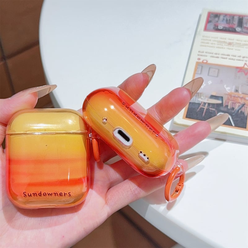 夕焼け AirpodsPro3/4ケース グラデーションオレンジ Airpods3/Pro2ケ