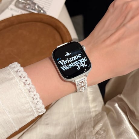 レーストリム アップルウォッチバンド パール 透かし彫り AppleWatchブレスレット Series11/10/9/8 SE3/2 40/41/42mm 高級感高品質 [M6276]