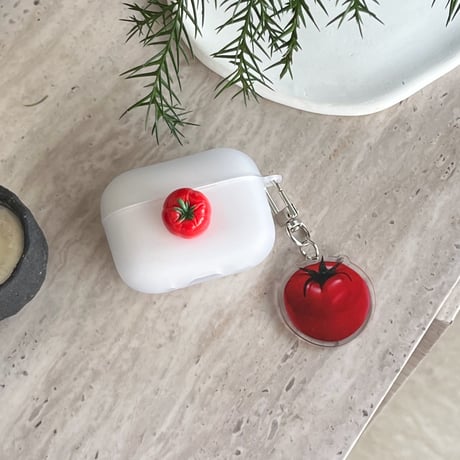 トマト Airpods 4ケース 指紋防止 Airpods3/2カバー Airpodspro2/pro  キーホルダー付き 黄ばまない[M5022]